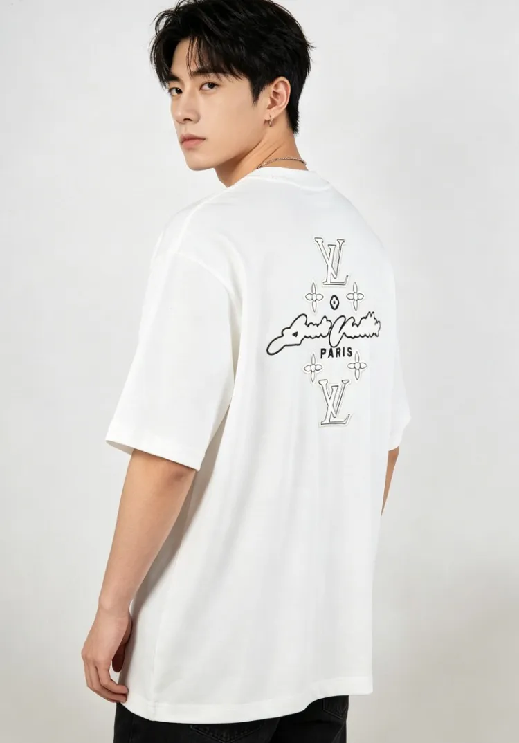 Louis Vuitton/Louis Vuitton heavy duty frayed embroidered patch embroidered short sleeves
